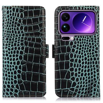 Xiaomi 17 Pro Max Crocodile Serie Lederhülle mit Geldbörse mit RFID - Grün