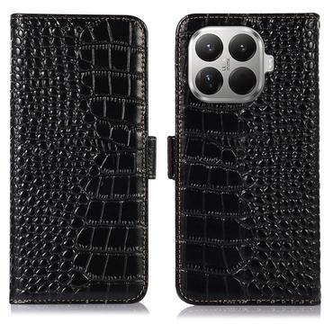Xiaomi 17T Crocodile Serie Lederhülle mit Geldbörse mit RFID - Schwarz