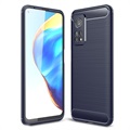 Xiaomi MI 10T 5G/10T Pro 5G Gebürstete TPU Hülle - Karbonfaser - Blau