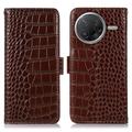 Xiaomi Poco F7 Pro Crocodile Serie Lederhülle mit Geldbörse mit RFID - Braun