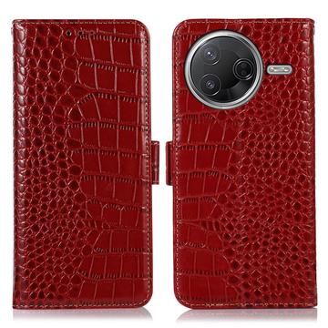 Xiaomi Poco F7 Pro Crocodile Serie Lederhülle mit Geldbörse mit RFID - Rot
