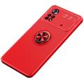 Xiaomi Poco M4 Pro Magnetische Schutzhülle mit Ringhalter - Rot