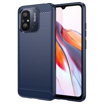 Xiaomi Redmi 12C Gebürstete TPU Hülle - Karbonfaser - Blau