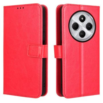 Xiaomi Redmi 14C/14R/Poco C75 Wallet Schutzhülle mit Magnetverschluss - Rot