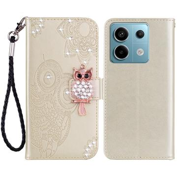 Xiaomi Redmi Note 13 Eule Strass Wallet Hülle