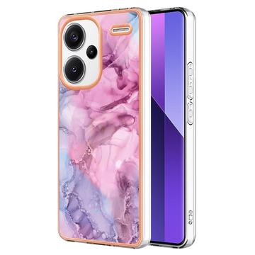 Xiaomi Redmi Note 13 Pro+ Galvanisierte IMD TPU-Hülle mit Marmormuster - Blau / Rosa