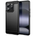 Xiaomi Redmi Note 14 4G Gebürstete TPU Hülle - Karbonfaser - Schwarz
