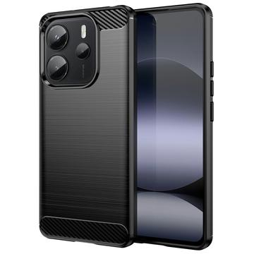 Xiaomi Redmi Note 14 4G Gebürstete TPU Hülle - Karbonfaser - Schwarz