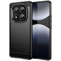 Xiaomi Redmi Note 14 Pro 4G Gebürstete TPU Hülle - Karbonfaser - Schwarz
