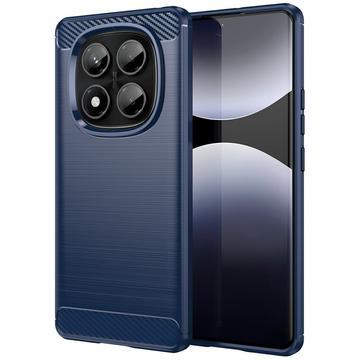 Xiaomi Redmi Note 14 Pro 4G Gebürstete TPU Hülle - Karbonfaser - Blau