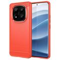 Xiaomi Redmi Note 14 Pro+ 5G Gebürstete TPU Hülle - Karbonfaser - Rot