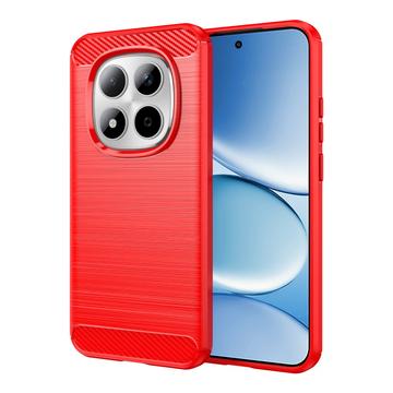 Xiaomi Redmi Note 15 Pro 5G Gebürstete TPU Hülle - Karbonfaser - rot