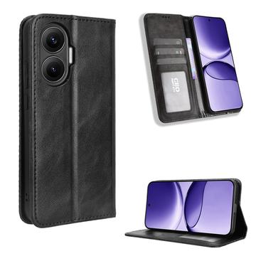Xiaomi Redmi Turbo 4 Pro Retro Wallet Schutzhülle mit Magnetverschluss - Schwarz