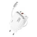 Xundd XDCH-109 70W GaN Schnellladegerät mit USB-C Kabel - EU Stecker - Weiß