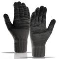 Y0046 1 Paar Männer Winter gestrickt winddicht warme Handschuhe Touchscreen Texting Fäustlinge mit elastischem Bündchen - Dunkelgrau
