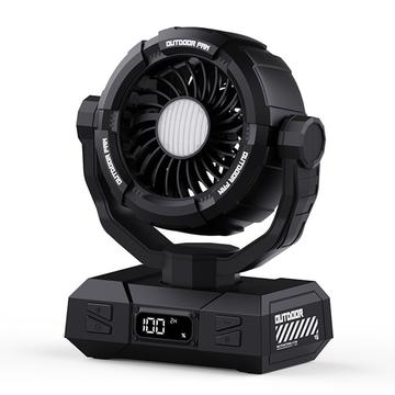 Y7 tragbarer Zeltventilator für Camping mit LED-Licht - Schwarz