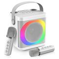 YS307 Home Karaoke Bluetooth-Lautsprecher RGB-Licht-Lautsprecher mit 2 Mikrofonen - Silber
