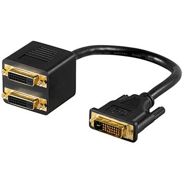 Goobay Dual Link DVI-D Männlich / 2 Dual Link DVI-D Weiblich Adapter Kabel - Schwarz