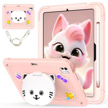 iPad Pro 11 2024/2025 Niedliche Katzen-Hybridhülle mit Kickstand - Pink