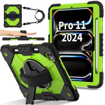 iPad Pro 11 (2024) Heavy Duty 360 Hülle mit Handschlaufe - Grün