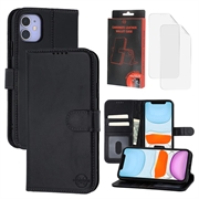 iPhone 11 MyTPhone CardMate Leder Wallet Hülle - Schwarz