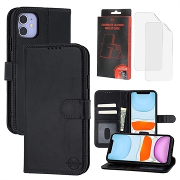 iPhone 11 MyTPhone CardMate Leder Wallet Hülle - Schwarz