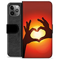 iPhone 11 Pro Max Premium Schutzhülle mit Geldbörse - Herz-Silhouette