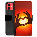 iPhone 12 mini Premium Schutzhülle mit Geldbörse - Herz-Silhouette