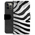 iPhone 12 Pro Max Premium Schutzhülle mit Geldbörse - Zebra