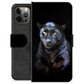 iPhone 12 Pro Max Premium Schutzhülle mit Geldbörse - Schwarzer Panther
