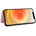 iPhone 13 Flip Hülle - Karbonfaser - Roségold
