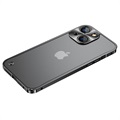iPhone 13 Metall Bumper mit Panzerglas Rückseite - Schwarz