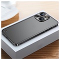 iPhone 13 Metall Bumper mit Panzerglas Rückseite - Schwarz