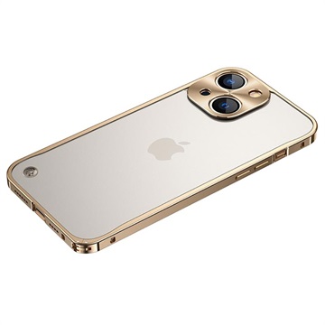 iPhone 13 Metall Bumper mit Panzerglas Rückseite - Gold