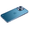 iPhone 13 Mini Metall Bumper mit Panzerglas Rückseite - Blau