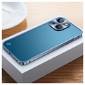 iPhone 13 Mini Metall Bumper mit Panzerglas Rückseite - Blau