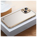 iPhone 13 Mini Metall Bumper mit Panzerglas Rückseite - Gold