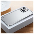 iPhone 13 Mini Metall Bumper mit Panzerglas Rückseite - Silber