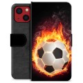 iPhone 13 Mini Premium Schutzhülle mit Geldbörse - Fußball Flamme