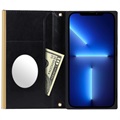 iPhone 13 Mini Schutzhülle mit Geldbörse mit Schminkspiegel - Schwarz