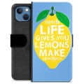 iPhone 13 Premium Schutzhülle mit Geldbörse - Zitronen