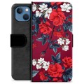 iPhone 13 Premium Schutzhülle mit Geldbörse - Vintage Blumen