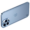 iPhone 13 Pro Max Metall Bumper mit Panzerglas Rückseite - Blau