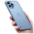 iPhone 13 Pro Max Metall Bumper mit Panzerglas Rückseite - Blau