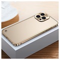 iPhone 13 Pro Max Metall Bumper mit Panzerglas Rückseite - Gold