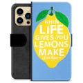 iPhone 13 Pro Max Premium Schutzhülle mit Geldbörse - Zitronen