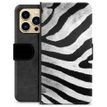 iPhone 13 Pro Max Premium Schutzhülle mit Geldbörse - Zebra