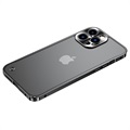 iPhone 13 Pro Metall Bumper mit Panzerglas Rückseite - Schwarz