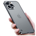 iPhone 13 Pro Metall Bumper mit Panzerglas Rückseite - Schwarz