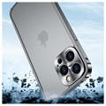 iPhone 13 Pro Metall Bumper mit Panzerglas Rückseite - Schwarz
